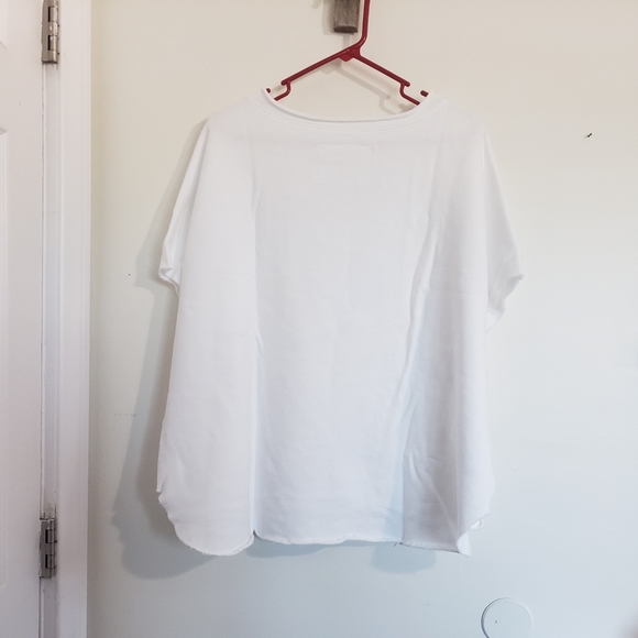 New Frank and Eileen crewneck Capelet Triple Fleece White Sweatshirt Top - Picture 6 of 8